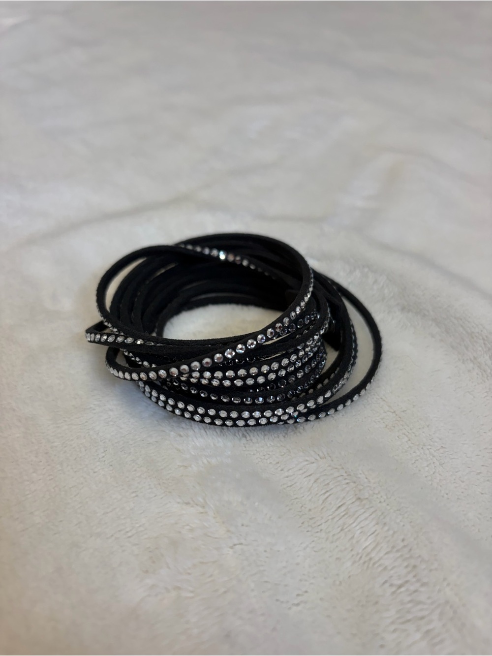Swarovski Slake Wrap Bracelet in Black with White Crystals